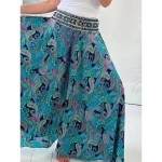 Women's Wide Leg Chinos Vacation Hawaiian Full Length High Waist Paisley Elastic Waistband Printing Comfy Soft Comfortable Micro-elastic Outdoor Stree
