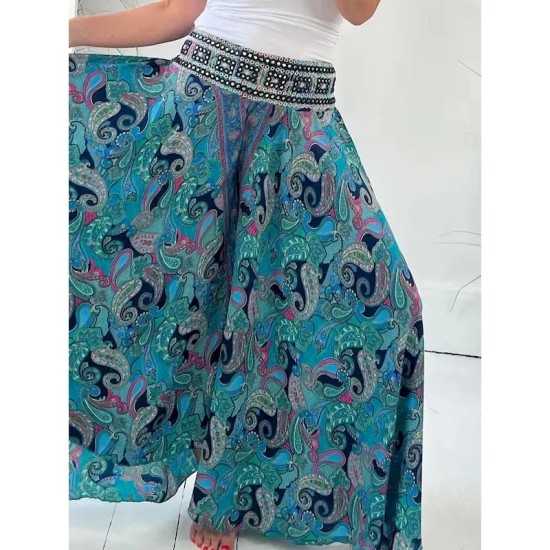 Women's Wide Leg Chinos Vacation Hawaiian Full Length High Waist Paisley Elastic Waistband Printing Comfy Soft Comfortable Micro-elastic Outdoor Stree
