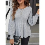 Women's Sweater Casual Soft Pure Color Ribbed Crew Neck Knitted Long Sleeve Regular Tops Knit Outdoor Daily Weekend White Khaki Fall Winter 2025 - US