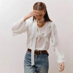 Women's Shirt Solid Color Elegant Bohemia Vintage Long Sleeve V Neck Regular Tops Work Daily Holiday Lace up Ruffle White Pink Blue Summer Spring Fall Women's Shirt Solid Color Elegant Bohemia Vintage Long Sleeve V Neck Regular Tops Work Daily Holiday Lace up Ruffle White Pink Blue Summer Spring Fall
