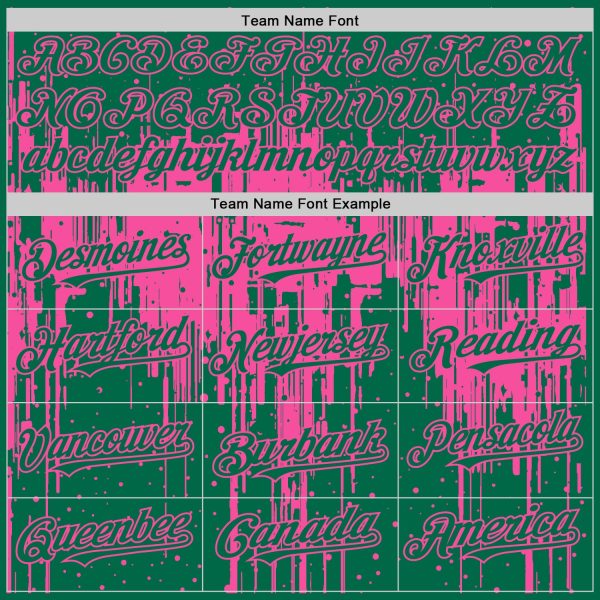 Custom Kelly Green Pink 3D Pattern Design Dripping Splatter Art Authentic Baseball Jersey - Image 4