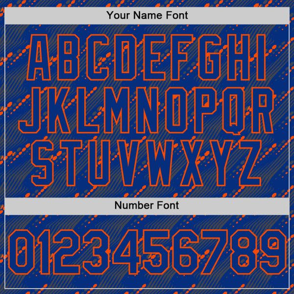 Custom Royal Orange 3D Pattern Design Slant Lines Authentic Baseball Jersey - Image 5