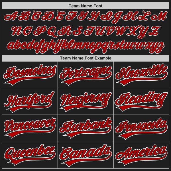 Custom Black Red-White Authentic Baseball Jersey - Image 4