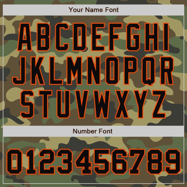 Custom Camo Black-Orange Bomber Full-Snap Varsity Letterman Salute To Service Jacket - Image 5