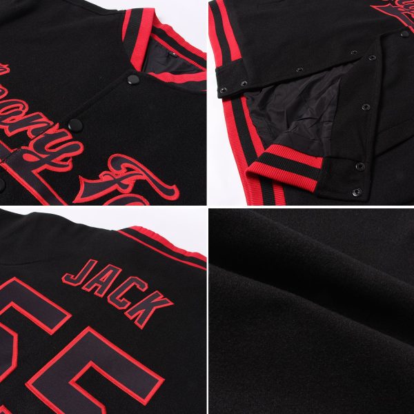 Custom Graffiti Pattern Black-Old Gold Grunge Art 3D Bomber Full-Snap Varsity Letterman Jacket - Image 2