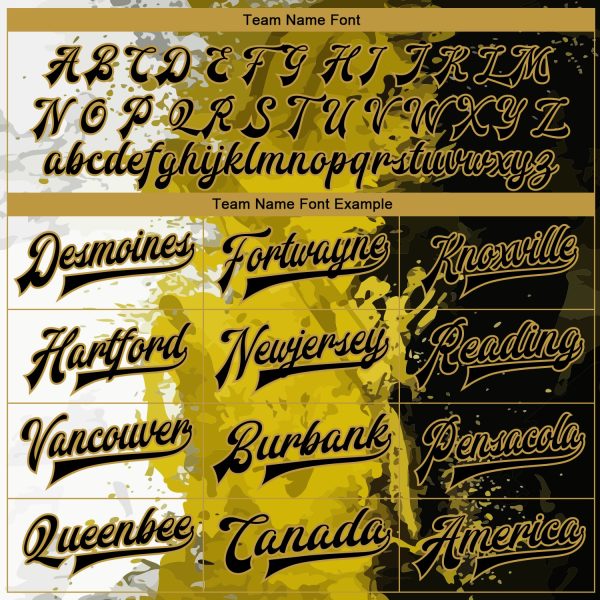 Custom Graffiti Pattern Black-Old Gold Grunge Art 3D Bomber Full-Snap Varsity Letterman Jacket - Image 4