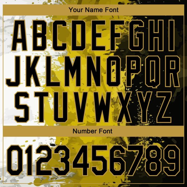 Custom Graffiti Pattern Black-Old Gold Grunge Art 3D Bomber Full-Snap Varsity Letterman Jacket - Image 5