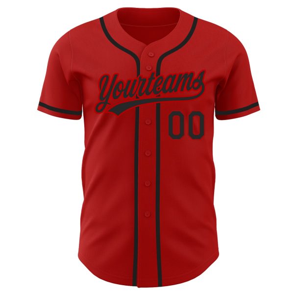 Custom Red Black Authentic Baseball Jersey - Image 2
