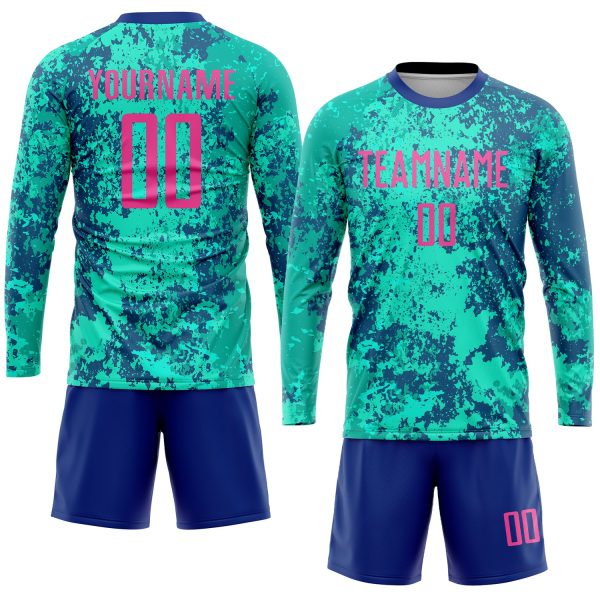 Custom Teal Pink-Royal Sublimation Soccer Uniform Jersey - Image 4